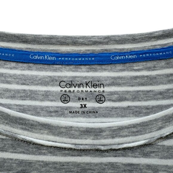 Calvin Klein Performance Womens Top Gray Stripe Tee Plus Size 3X Tunic Tee NWT - Picture 4 of 10